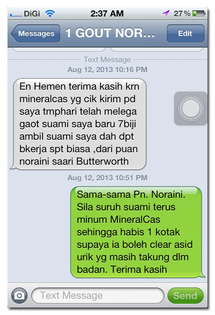 gout testimoni